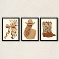 Rustic Cowgirl Boho Framed Wall Art Set of 3