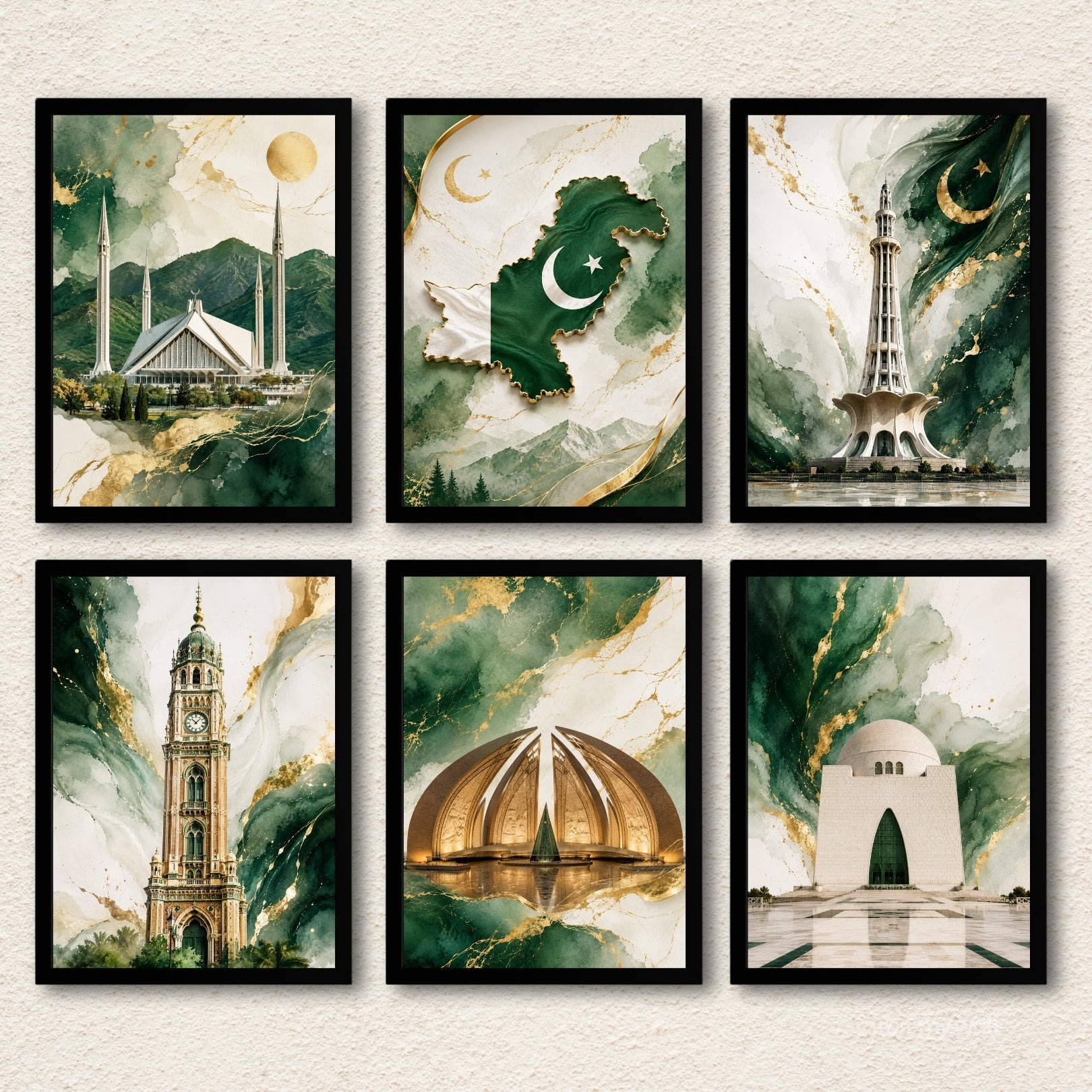 Luxurious 6-Piece Pakistani Landmarks Gallery Wall Art Set (50% OFF)