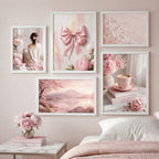 Aesthetic Blush Pink Gallery Wall Art 5 Panel Set