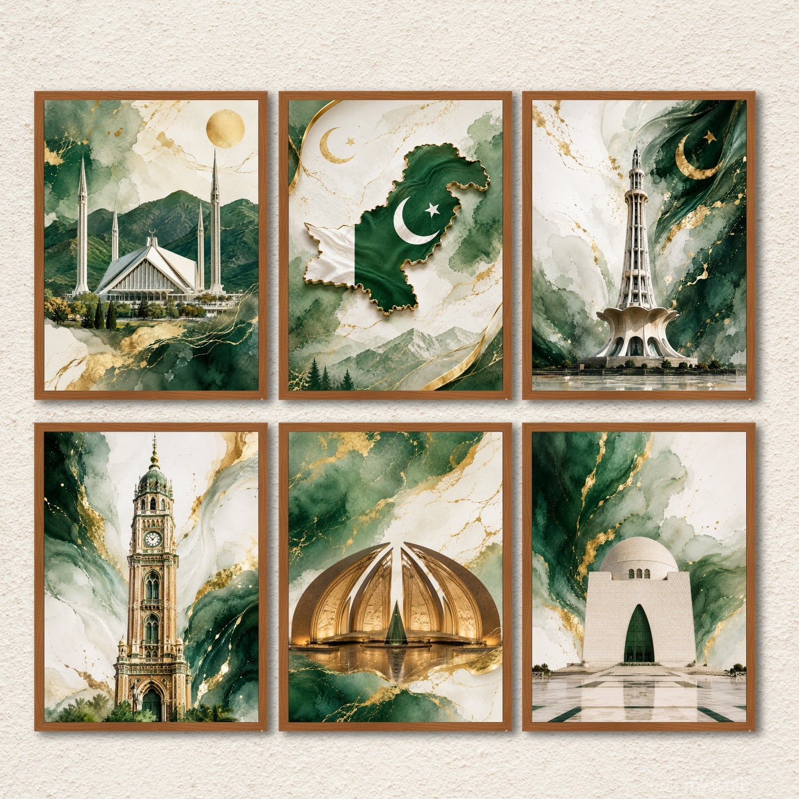 Luxurious 6-Piece Pakistani Landmarks Gallery Wall Art Set (50% OFF)