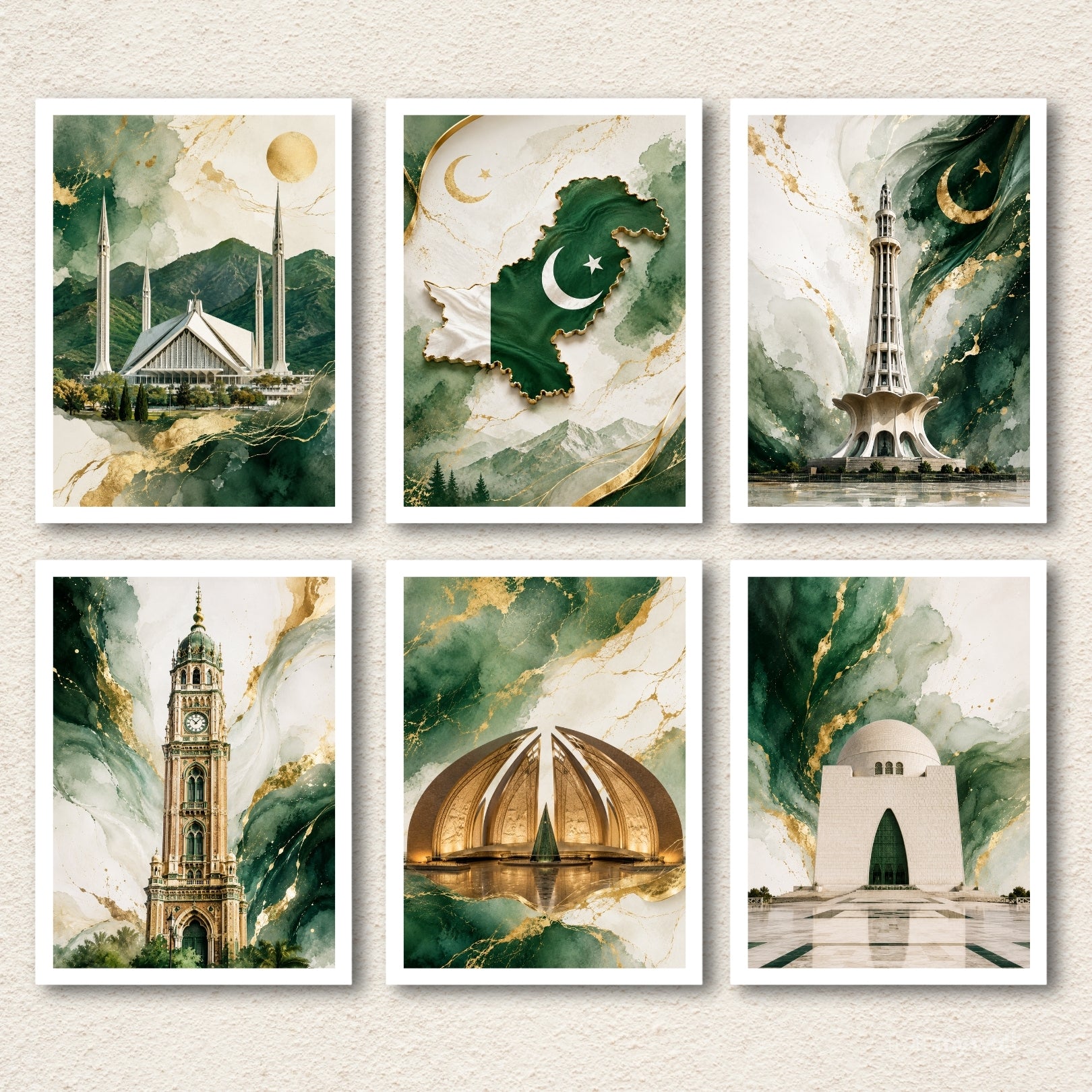 Luxurious 6-Piece Pakistani Landmarks Gallery Wall Art Set (50% OFF)