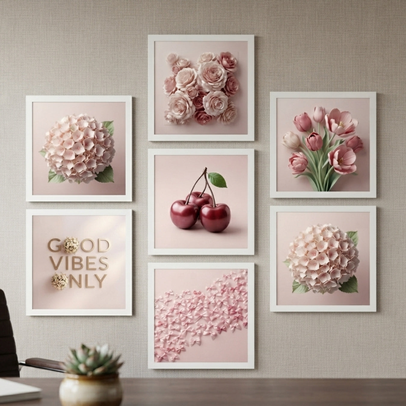 7-Piece Blush Aesthetic Wall Art Gallery Set