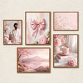 Aesthetic Blush Pink Gallery Wall Art 5 Panel Set