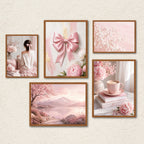 Aesthetic Blush Pink Gallery Wall Art 5 Panel Set