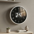 Playful Cats Silhouette White Wall Clock