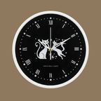 Playful Cats Silhouette White Wall Clock