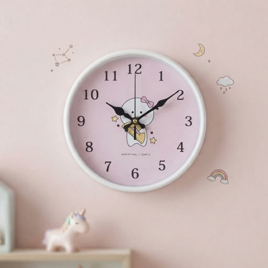 Cute Chibi Character Pastel White Wall Clock