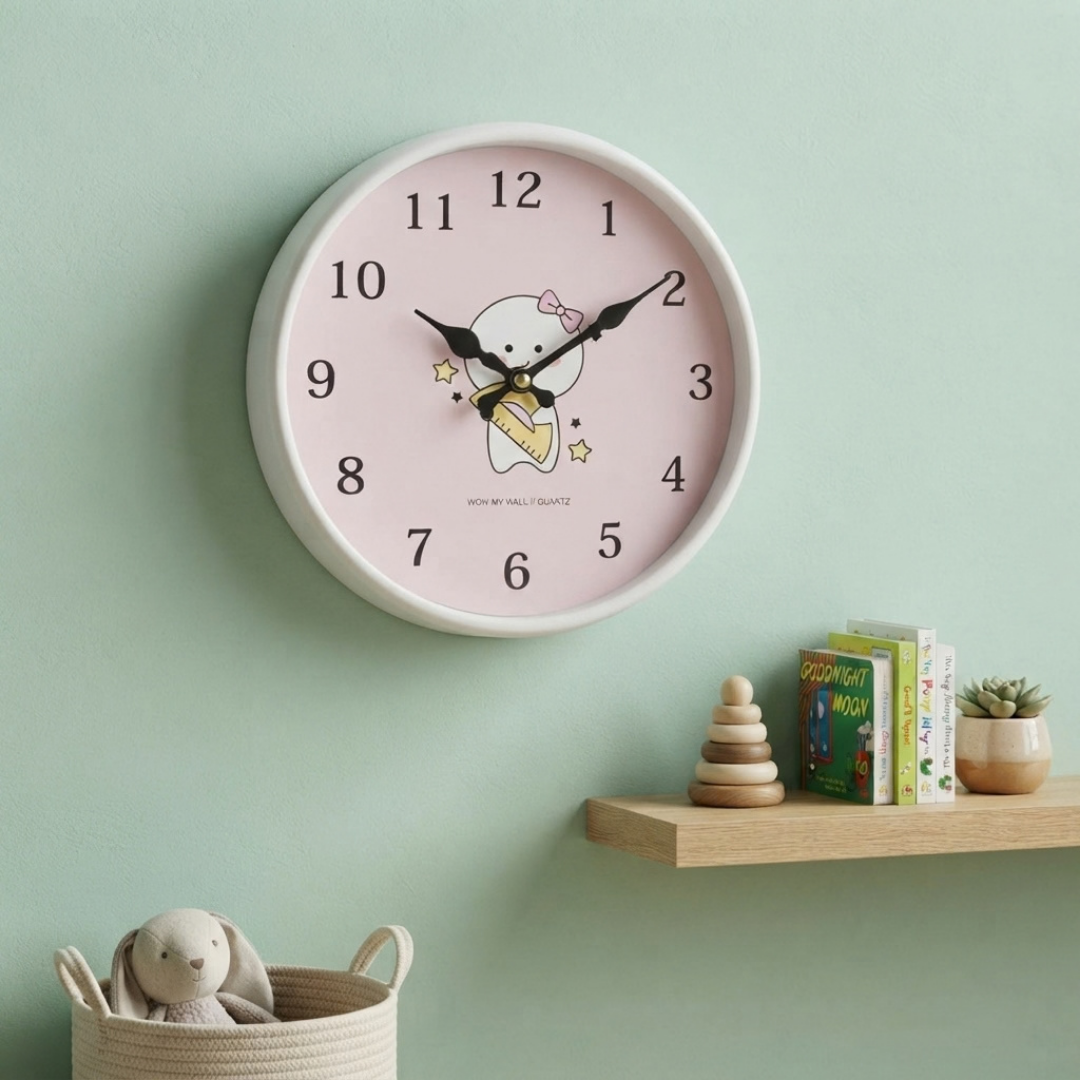 Cute Chibi Character Pastel White Wall Clock