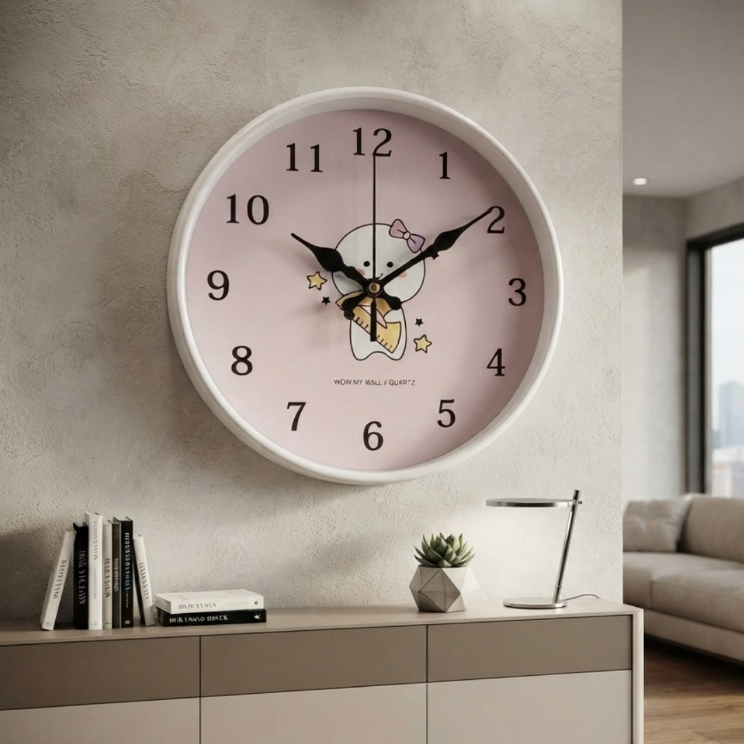 Cute Chibi Character Pastel White Wall Clock