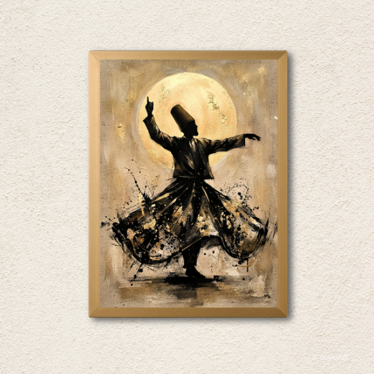 Sufi Whirling Dervish Framed Canvas Art Wall Art Print
