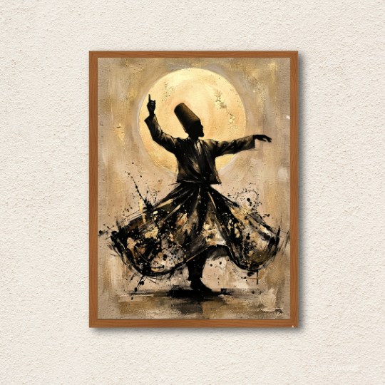 Sufi Whirling Dervish Framed Canvas Art Wall Art Print