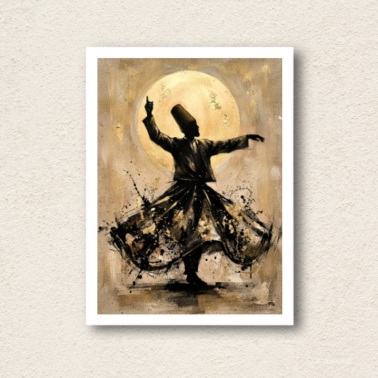 Sufi Whirling Dervish Framed Canvas Art Wall Art Print