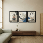 Minimalist Zen Bonsai & Balance Stones 3-Piece Wall Art Set