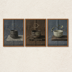 Wabi-Sabi Ceramic Tea Bowl 3-Piece Wall Art Set