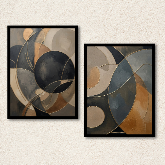 Modern Geometric Abstract 2-Piece Wall Art Set