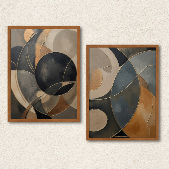Modern Geometric Abstract 2-Piece Wall Art Set