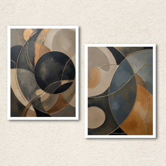 Modern Geometric Abstract 2-Piece Wall Art Set
