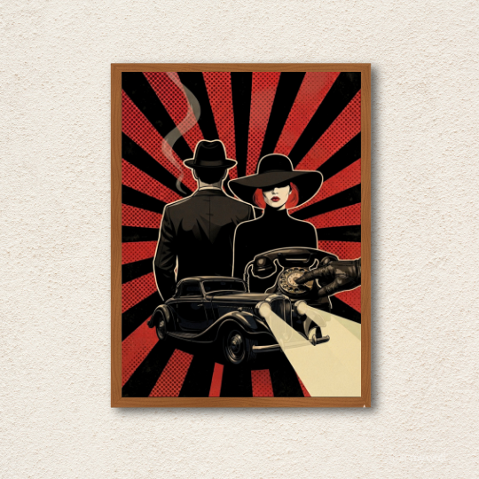 Vintage Noir Detective Collage Wall Art