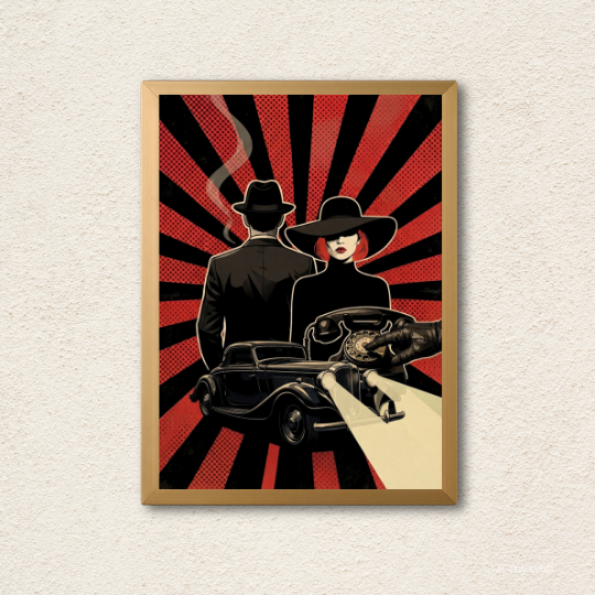 Vintage Noir Detective Collage Wall Art