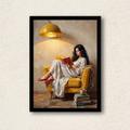 Woman Reading in Armchair Canvas Wall Art