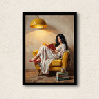 Woman Reading in Armchair Canvas Wall Art