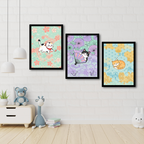 Japanese Cat Illustration 3-Piece Wall Art Set