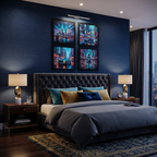 Cyberpunk Neon City & Cars 4-Piece Wall Art Set