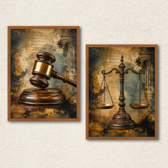 Vintage Law & Justice Scales 2-Piece Wall Art Set
