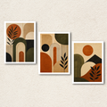 Terracotta & Olive Boho Abstract 3-Piece Wall Art Set