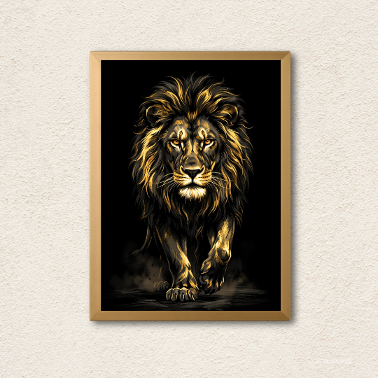 Majestic Golden Lion Wall Art Print