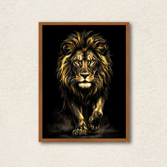 Majestic Golden Lion Wall Art Print