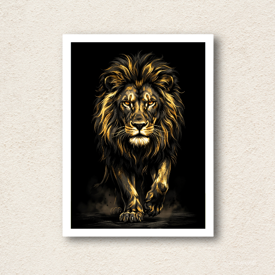 Majestic Golden Lion Wall Art Print