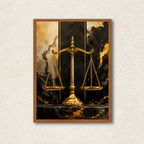 Golden Scales of Justice Marble Wall Art