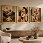 Mid-Century Modern Abstract 3-Piece Wall Art Set