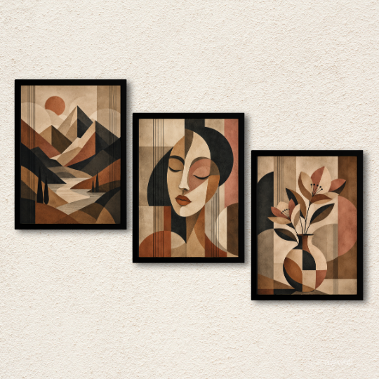 Mid-Century Modern Abstract 3-Piece Wall Art Set
