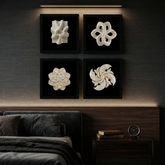 3D Marble Sculpture 4-Piece Wall Art Set