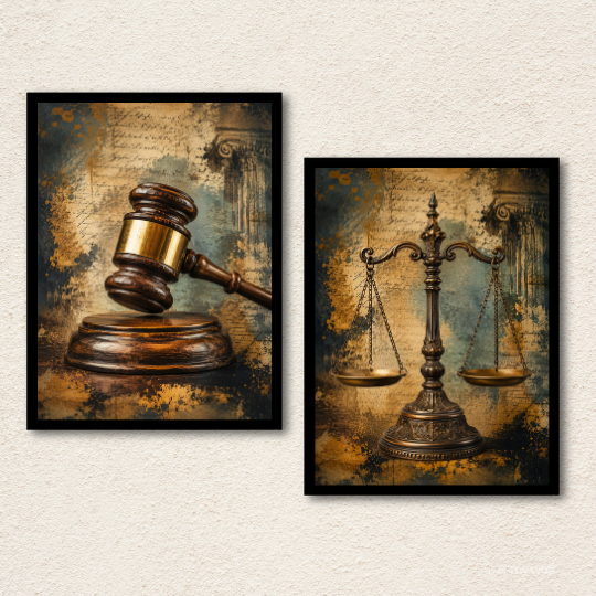 Vintage Law & Justice Scales 2-Piece Wall Art Set