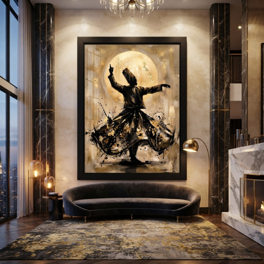 Sufi Whirling Dervish Framed Canvas Art Wall Art Print