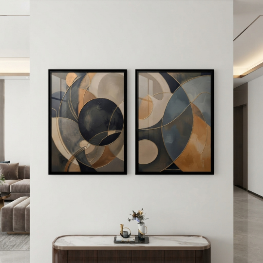 Modern Geometric Abstract 2-Piece Wall Art Set