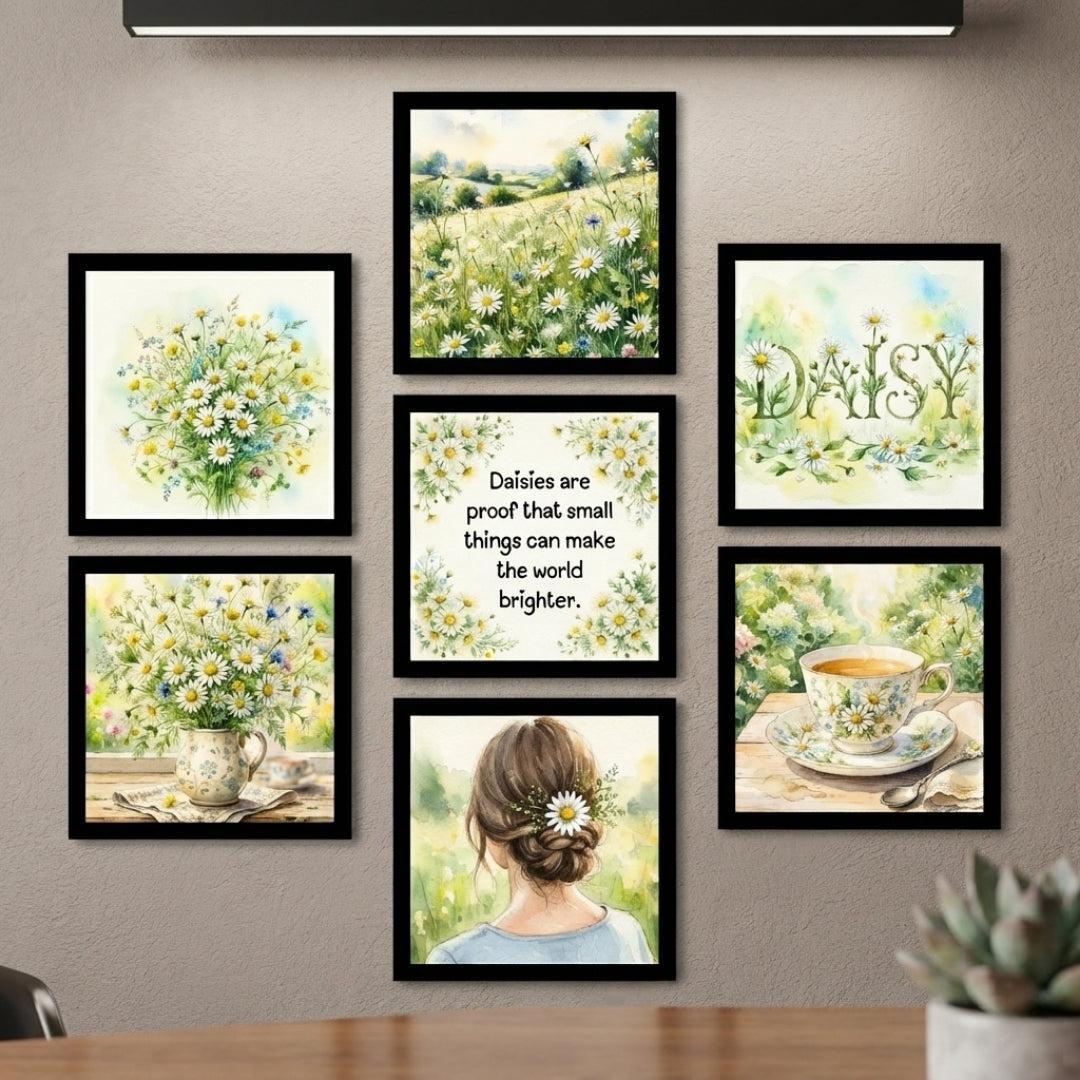 7-Piece Daisy Botanical Gallery Wall Art Set