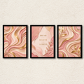 3-Piece Blush Pink & Gold Framed Wall Art Set