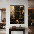 Golden Scales of Justice Marble Wall Art
