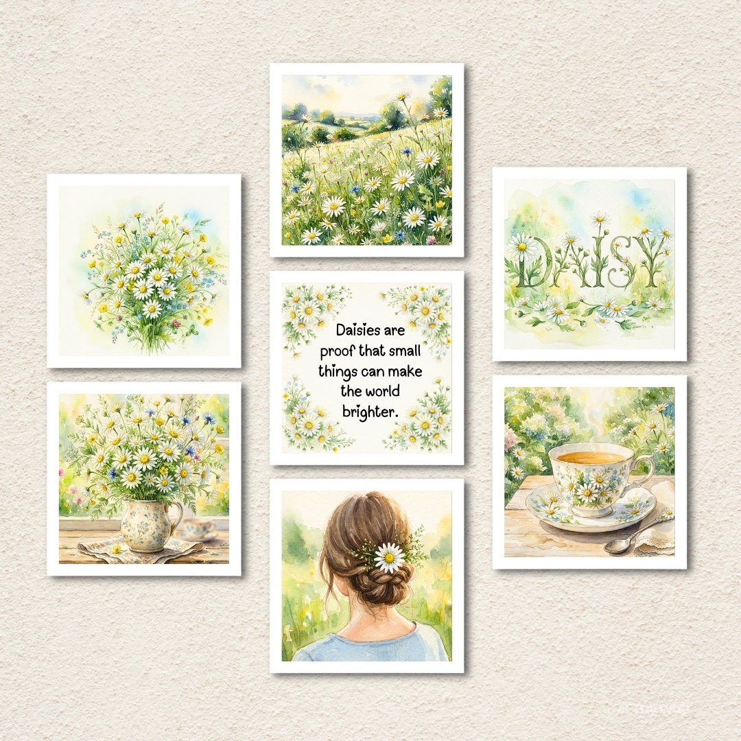 7-Piece Daisy Botanical Gallery Wall Art Set