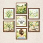 7-Piece Daisy Botanical Gallery Wall Art Set