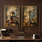 Vintage Law & Justice Scales 2-Piece Wall Art Set