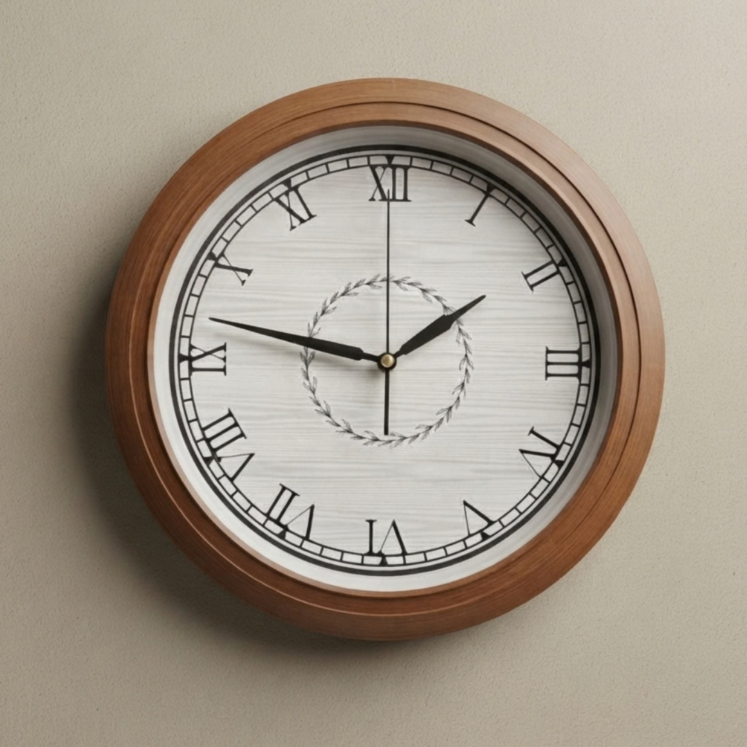Distressed White Finish Wood Pattern Wall Clock