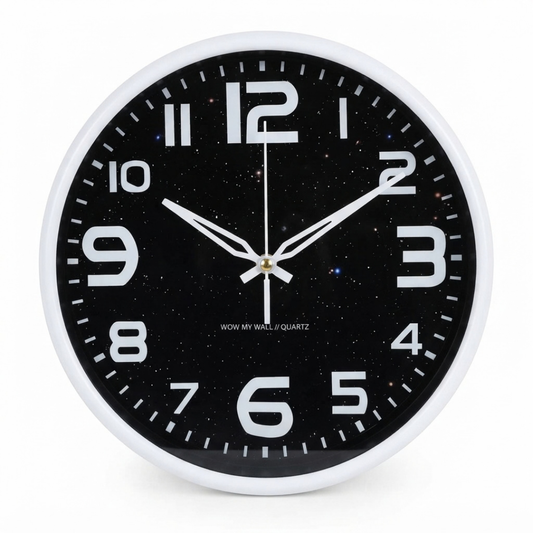 Cosmos Galaxy Print White Wall Clock