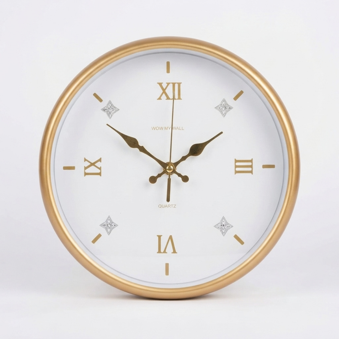 Minimalist Gold Wall Clock with Roman Numerals