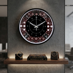 Elegant Damask Pattern Black Wall Clock