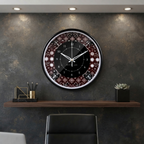 Elegant Damask Pattern Black Wall Clock